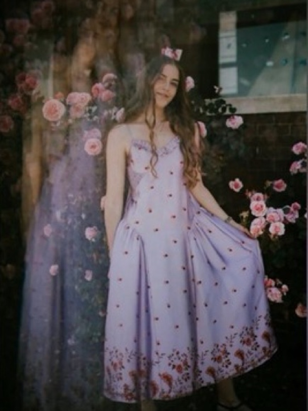 Free People Lilac Satin Floral Slip Dress